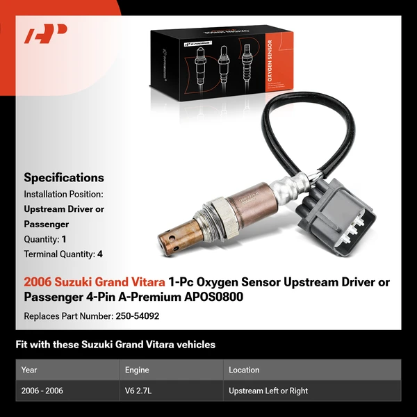 2006 Suzuki Grand Vitara 1-Pc Oxygen Sensor Upstream Driver or Passenger 4-Pin A-Premium APOS0800