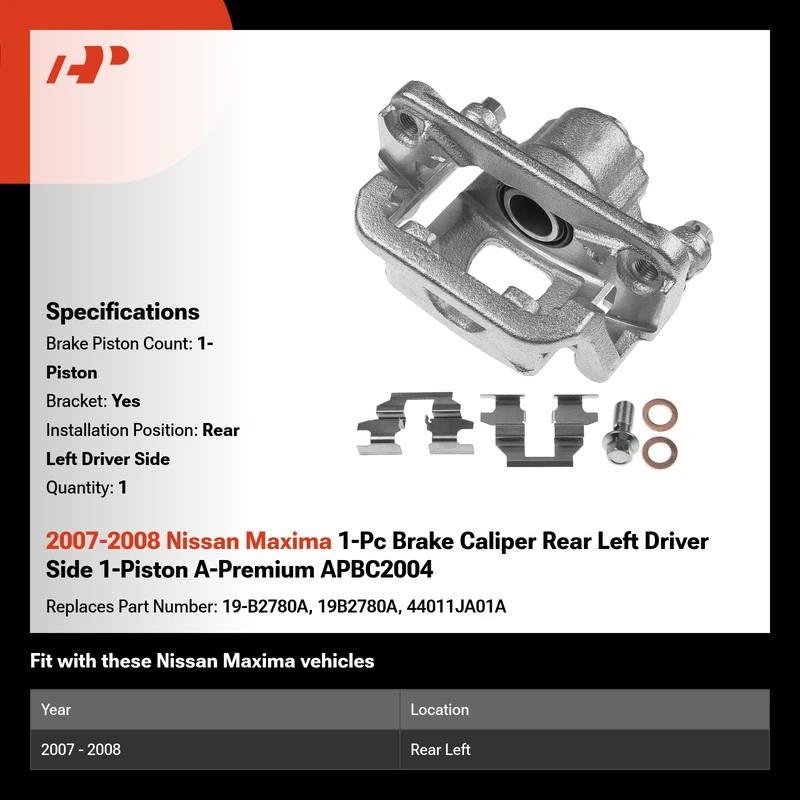 2007-2008 Nissan Maxima 1-Pc Brake Caliper Rear Left Driver Side 1-Piston A-Premium APBC2004