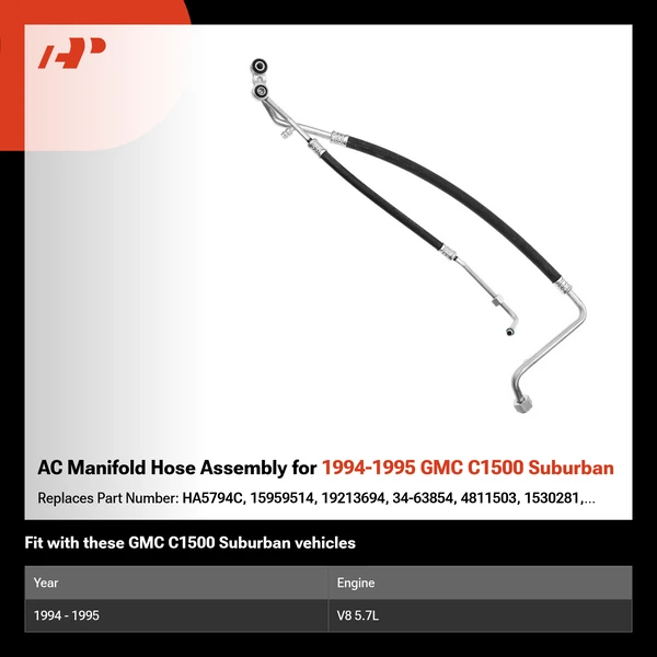 AC Manifold Hose Assembly for 1994-1995 GMC C1500 Suburban