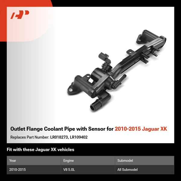 Outlet Flange Coolant Pipe with Sensor for 2010-2015 Jaguar XK