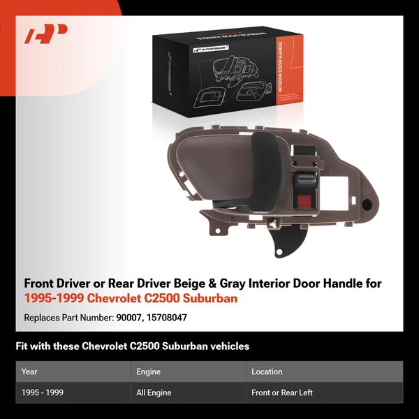 Front Driver or Rear Driver Beige & Gray Interior Door Handle for 1995-1999 Chevrolet C2500 Suburban