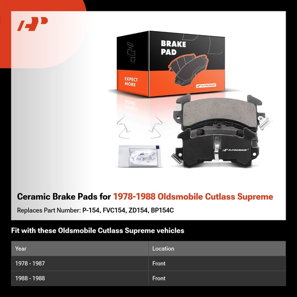 Ceramic Brake Pads for 1978-1988 Oldsmobile Cutlass Supreme