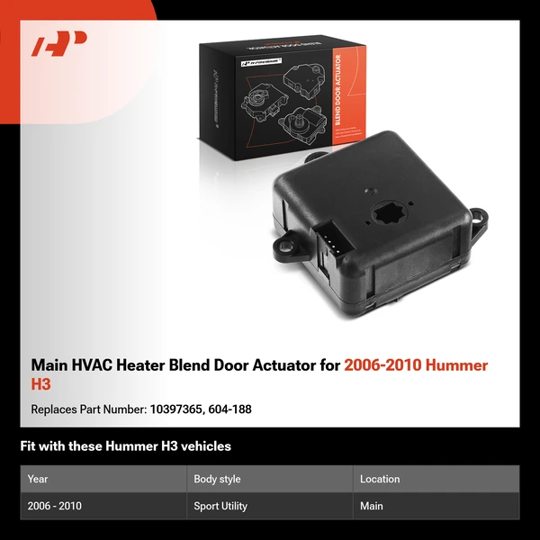 Main HVAC Heater Blend Door Actuator for 2006-2010 Hummer H3