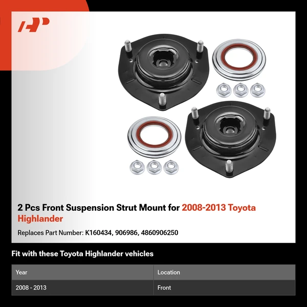 2 Pcs Front Suspension Strut Mount for 2008-2013 Toyota Highlander