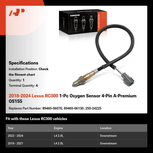 2018-2024 Lexus RC300 1-Pc Oxygen Sensor 4-Pin A-Premium OS155