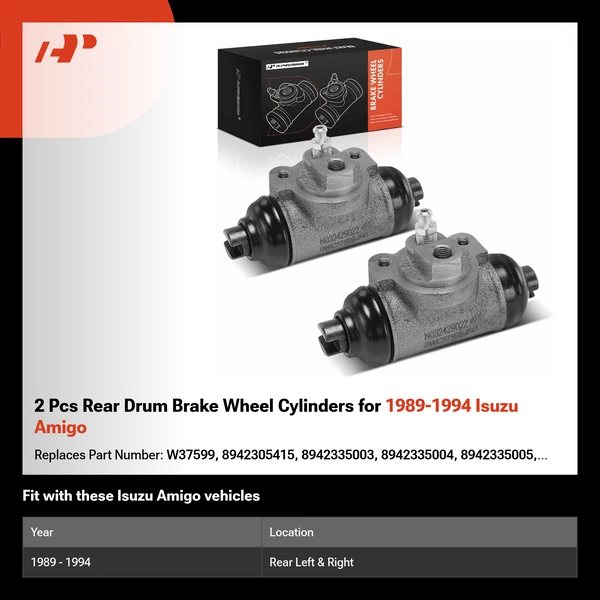 2 Pcs Rear Drum Brake Wheel Cylinders for 1989-1994 Isuzu Amigo