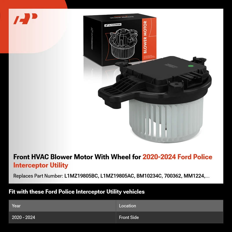 Front HVAC Blower Motor With Wheel for 2020-2024 Ford Police Interceptor Utility