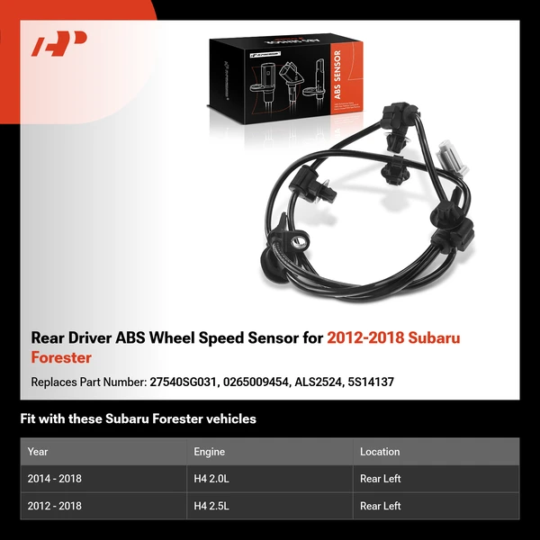 Rear Driver ABS Wheel Speed Sensor for 2012-2018 Subaru Forester