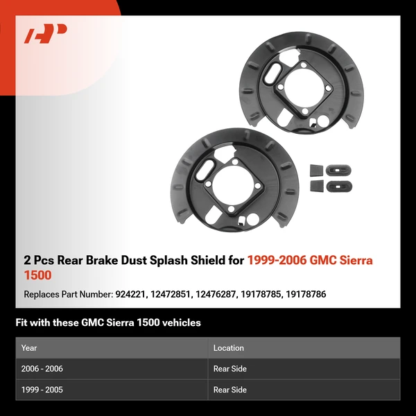 2 Pcs Rear Brake Dust Splash Shield for 1999-2006 GMC Sierra 1500