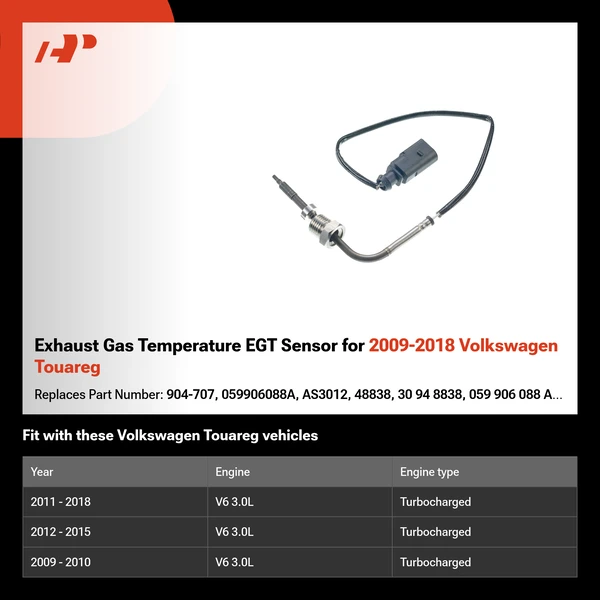 Exhaust Gas Temperature EGT Sensor for 2009-2018 Volkswagen Touareg