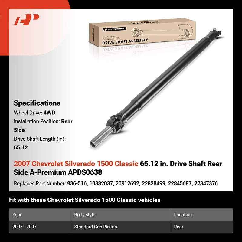 2007 Chevrolet Silverado 1500 Classic 65.12 in. Drive Shaft Rear Side A-Premium APDS0638