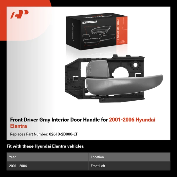Front Driver Gray Interior Door Handle for 2001-2006 Hyundai Elantra
