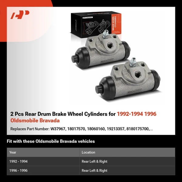 2 Pcs Rear Drum Brake Wheel Cylinders for 1992-1994 1996 Oldsmobile Bravada
