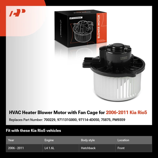 HVAC Heater Blower Motor with Fan Cage for 2006-2011 Kia Rio5