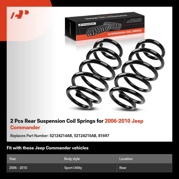 2 Pcs Rear Suspension Coil Springs for 2006-2010 Jeep Commander