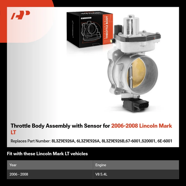 Throttle Body Assembly with Sensor for 2006-2008 Lincoln Mark LT