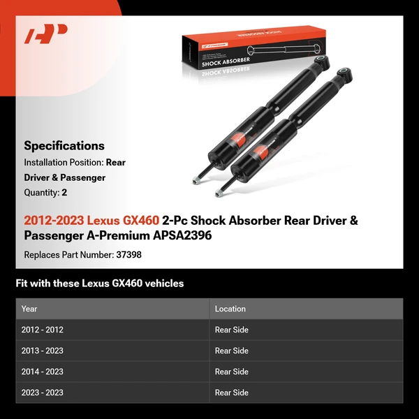 2012-2023 Lexus GX460 2-Pc Shock Absorber Rear Driver & Passenger A-Premium APSA2396