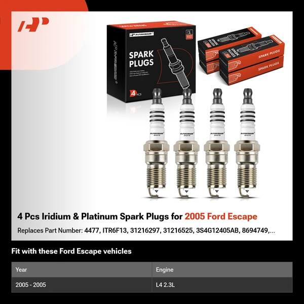4 Pcs Iridium & Platinum Spark Plugs for 2005 Ford Escape