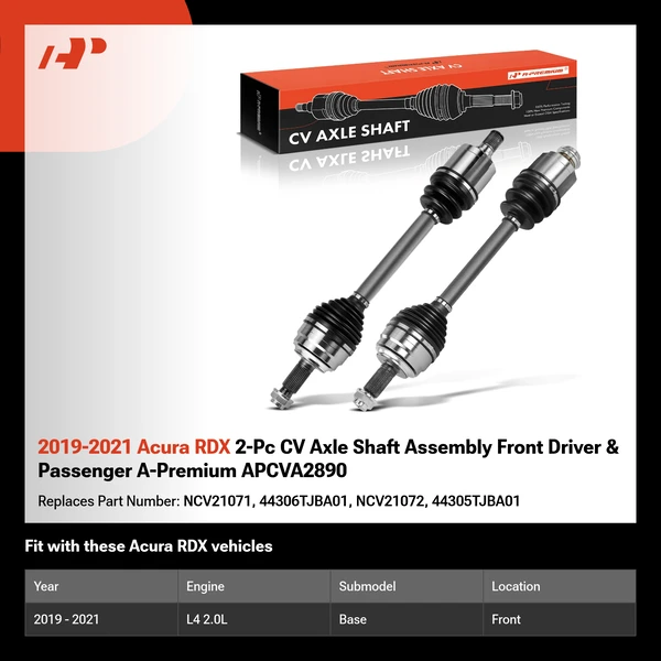 2019-2021 Acura RDX 2-Pc CV Axle Shaft Assembly Front Driver & Passenger A-Premium APCVA2890