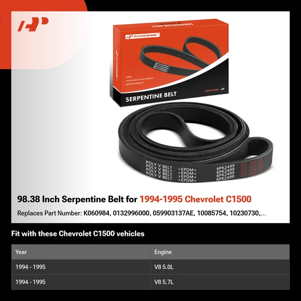 98.38 Inch Serpentine Belt for 1994-1995 Chevrolet C1500