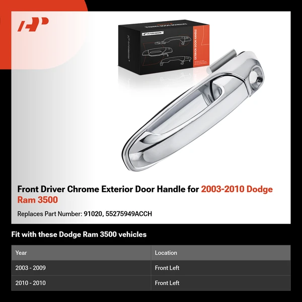 Front Driver Chrome Exterior Door Handle for 2003-2010 Dodge Ram 3500