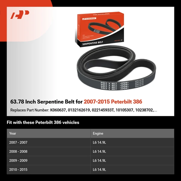 63.78 Inch Serpentine Belt for 2007-2015 Peterbilt 386