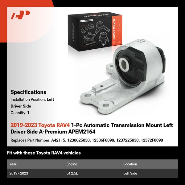 2019-2023 Toyota RAV4 1-Pc Automatic Transmission Mount Left Driver Side A-Premium APEM2164