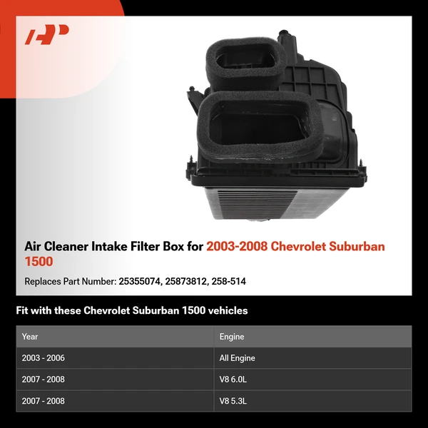 Air Cleaner Intake Filter Box for 2003-2008 Chevrolet Suburban 1500