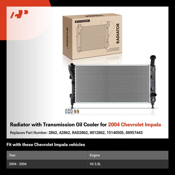 Radiator with Transmission Oil Cooler for 2004 Chevrolet Impala