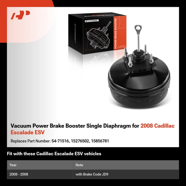 Vacuum Power Brake Booster Single Diaphragm for 2008 Cadillac Escalade ESV