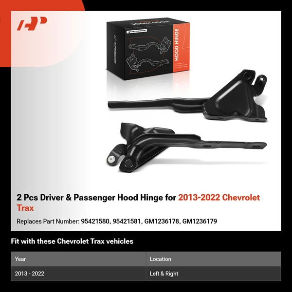 2 Pcs Driver & Passenger Hood Hinge for 2013-2022 Chevrolet Trax