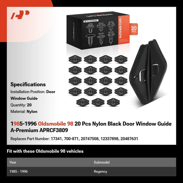 1985-1996 Oldsmobile 98 20 Pcs Nylon Black Door Window Guide A-Premium APRCF3809