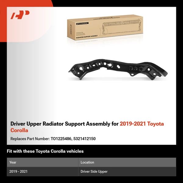 Driver Upper Radiator Support Assembly for 2019-2021 Toyota Corolla