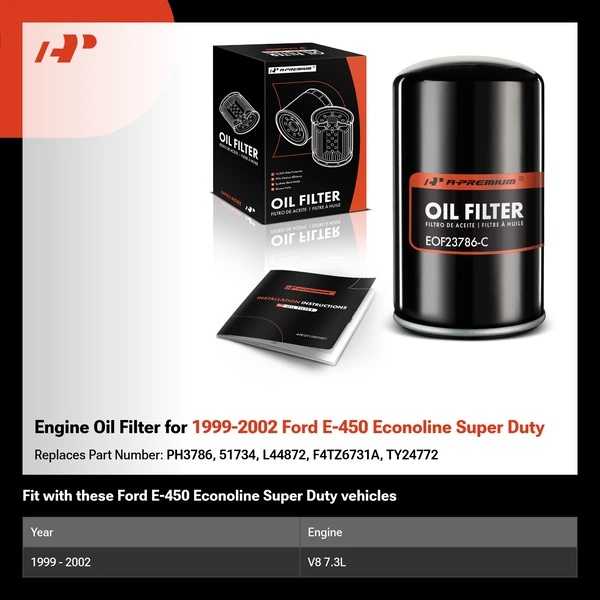 Engine Oil Filter for 1999-2002 Ford E-450 Econoline Super Duty