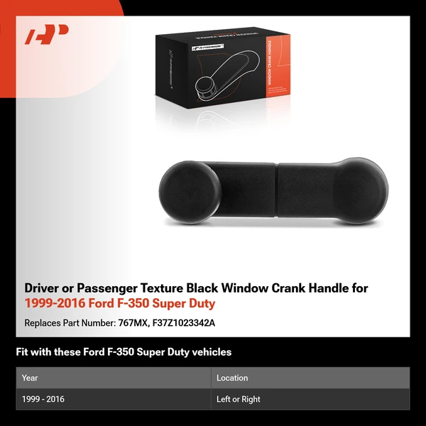 Driver or Passenger Texture Black Window Crank Handle for 1999-2016 Ford F-350 Super Duty