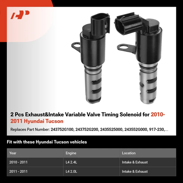 2 Pcs Exhaust&Intake Variable Valve Timing Solenoid for 2010-2011 Hyundai Tucson
