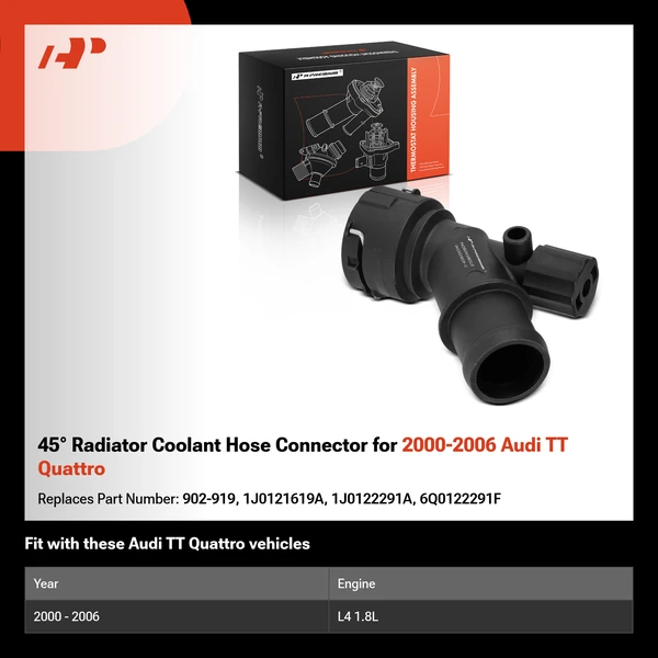 45° Radiator Coolant Hose Connector for 2000-2006 Audi TT Quattro