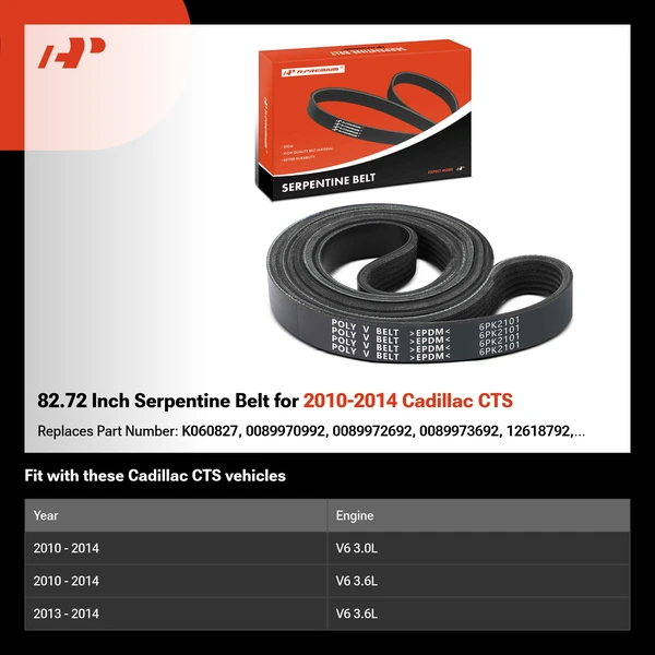 82.72 Inch Serpentine Belt for 2010-2014 Cadillac CTS