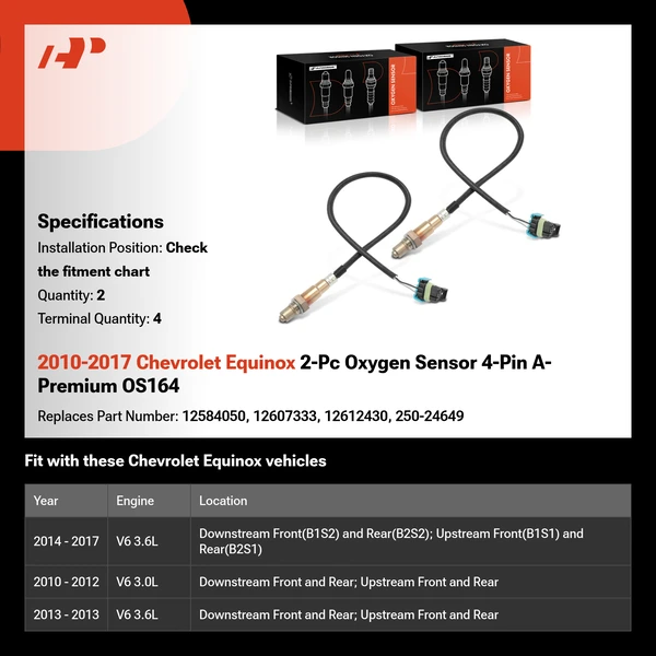 2010-2017 Chevrolet Equinox 2-Pc Oxygen Sensor 4-Pin A-Premium OS164