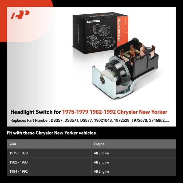 Headlight Switch for 1975-1979 1982-1992 Chrysler New Yorker