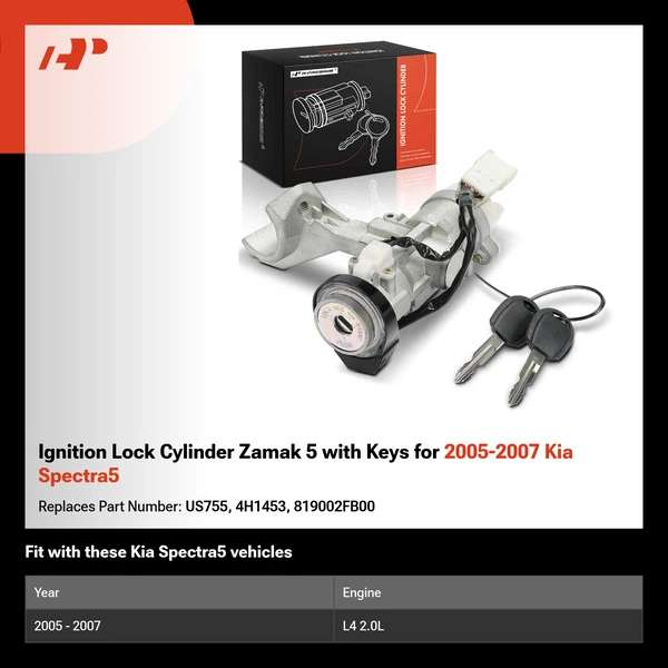 Ignition Lock Cylinder Zamak 5 with Keys for 2005-2007 Kia Spectra5