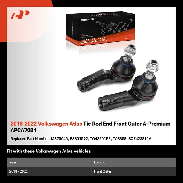 2018-2022 Volkswagen Atlas Tie Rod End Front Outer A-Premium APCA7084
