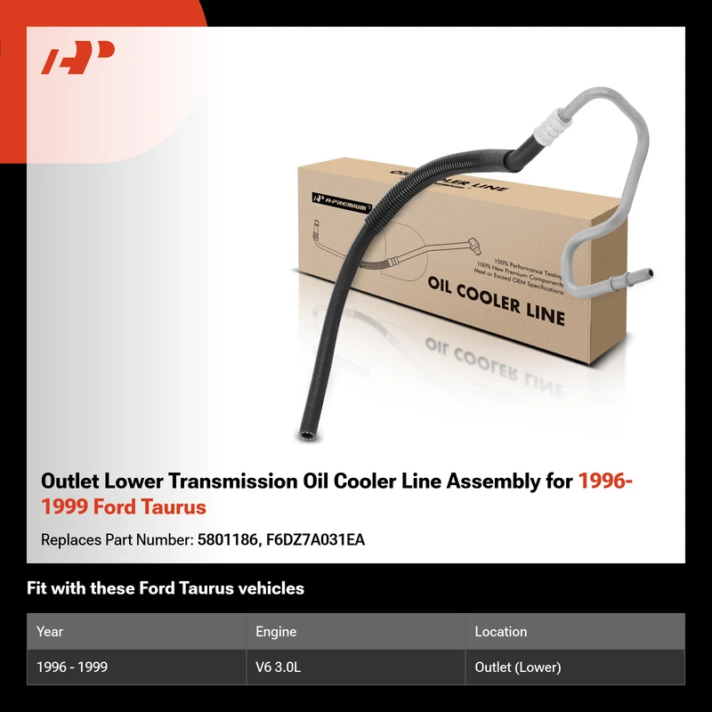 Outlet Lower Transmission Oil Cooler Line Assembly for 1996-1999 Ford Taurus