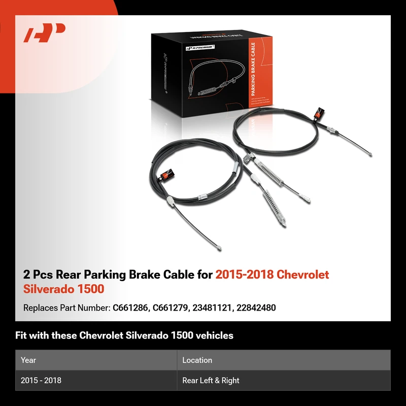 2 Pcs Rear Parking Brake Cable for 2015-2018 Chevrolet Silverado 1500