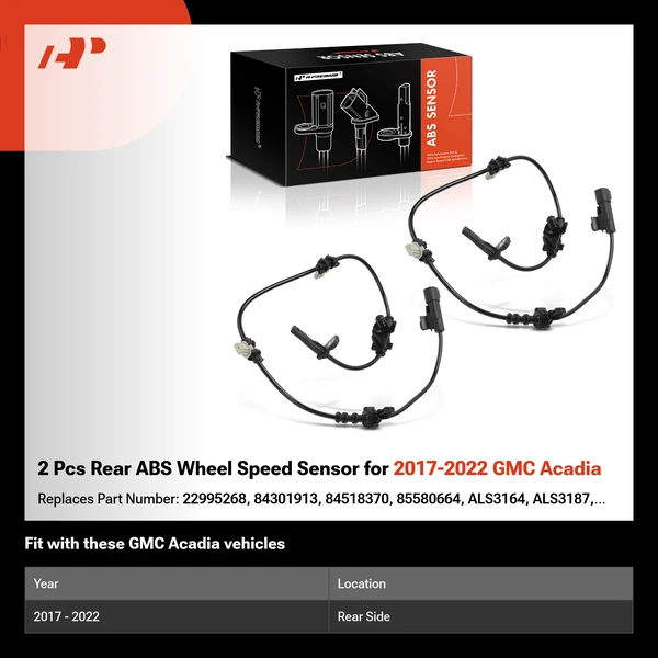 2 Pcs Rear ABS Wheel Speed Sensor for 2017-2022 GMC Acadia