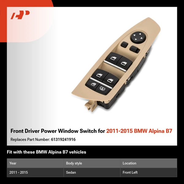 Front Driver Power Window Switch for 2011-2015 BMW Alpina B7