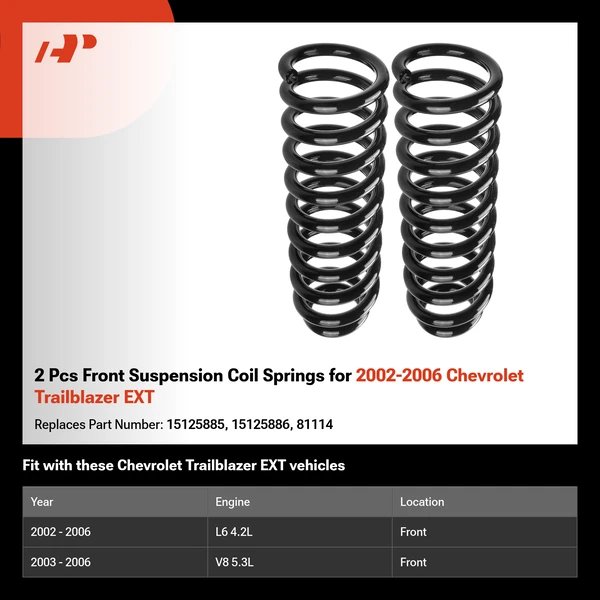 2 Pcs Front Suspension Coil Springs for 2002-2006 Chevrolet Trailblazer EXT