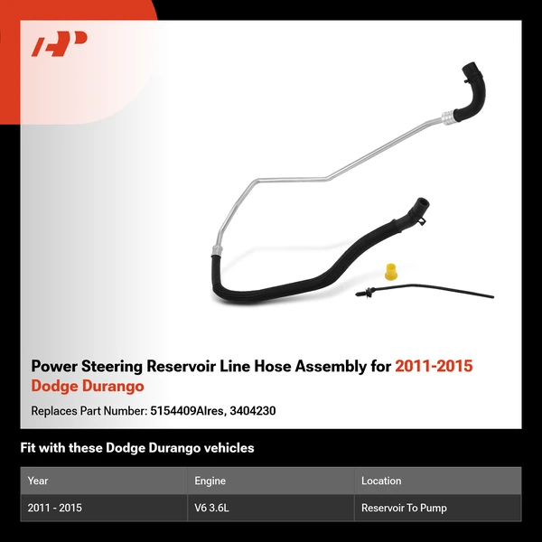 Power Steering Reservoir Line Hose Assembly for 2011-2015 Dodge Durango