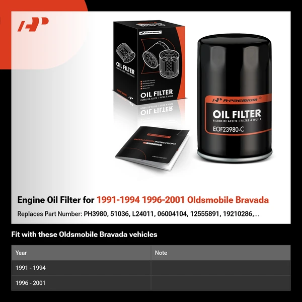 Engine Oil Filter for 1991-1994 1996-2001 Oldsmobile Bravada