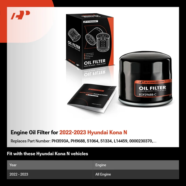 Engine Oil Filter for 2022-2023 Hyundai Kona N